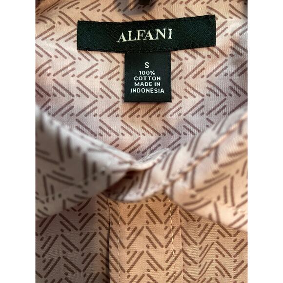 Alfani Men's Small Short Sleeve Button-Up Cotton Shirt Pink Geo Print NEW - Picture 8 of 10